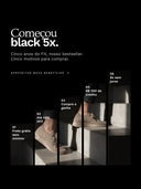 Começou black 5x. Cinco vantagens nos degraus: frete grátis, até 50% OFF, compre e ganhe, R$ 200 de crédito e 8x sem juros.